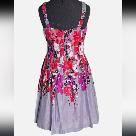 Evan Picone Floral Pleated Sweetheart Neckline Lightweight Cotton Lined Dress 16 - Picture 13 of 13